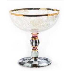 MacKenzie-Childs Blooming Coupe Glass Hand Painted Mouth Blown Gold Lustre